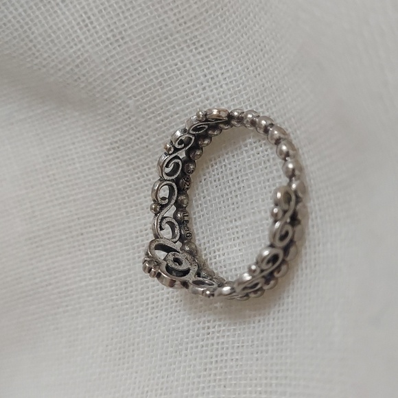 Pandora Princess Tiara Crown .925 Sterling Silver Ring Sz 8 - Picture 9 of 13